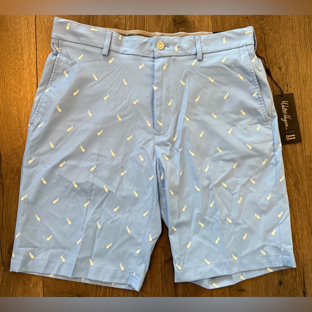 Walter Hagen Golf Shorts Men’s 34 Blue Print Performance Stretch Flat Front